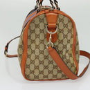 GUCCI GG Supreme Sherry Line Boston Bag 2way Beige Gold 247205 Auth BA5084-3