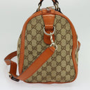 GUCCI GG Supreme Sherry Line Boston Bag 2way Beige Gold 247205 Auth BA5084-4
