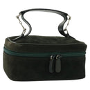 GUCCI Vanity Pouch Suede Green Silver 032 1705 0141 Auth BA5088-1