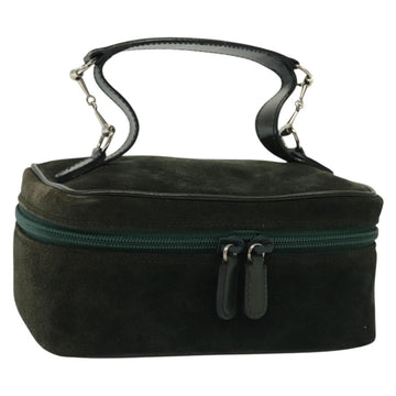 GUCCI Vanity Pouch Suede Green Silver 032 1705 0141 Auth BA5088