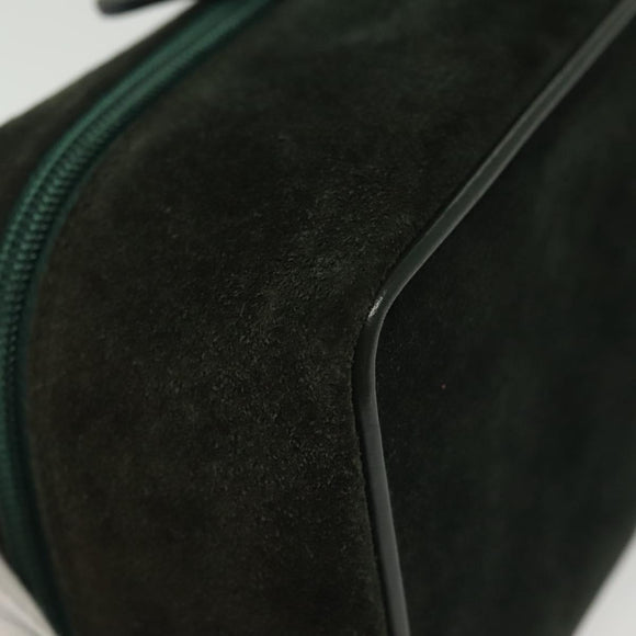 GUCCI Vanity Pouch Suede Green Silver 032 1705 0141 Auth BA5088