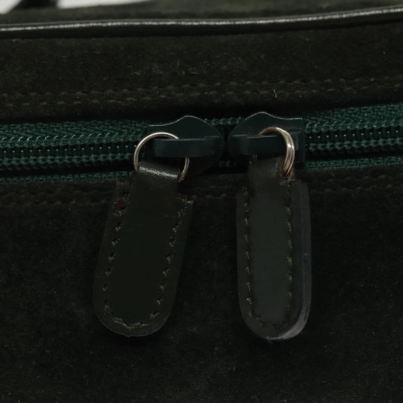 GUCCI Vanity Pouch Suede Green Silver 032 1705 0141 Auth BA5088