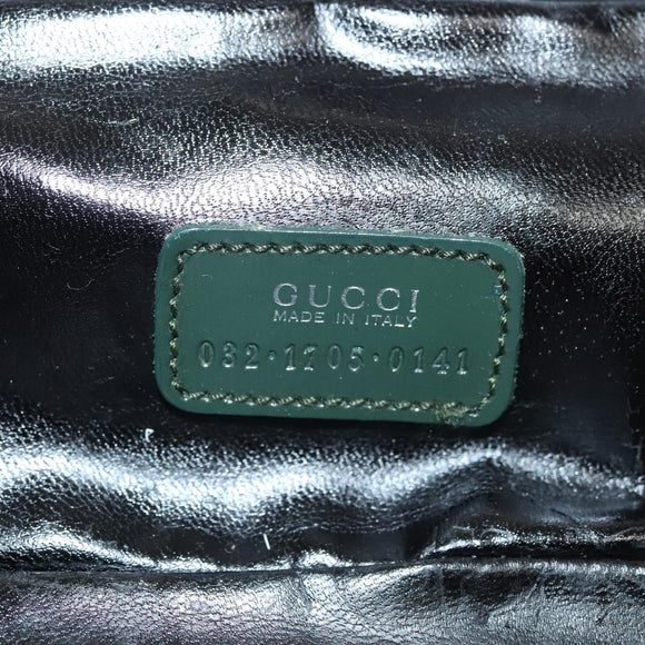 GUCCI Vanity Pouch Suede Green Silver 032 1705 0141 Auth BA5088
