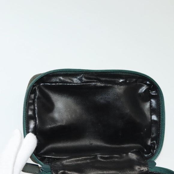 GUCCI Vanity Pouch Suede Green Silver 032 1705 0141 Auth BA5088