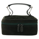 GUCCI Vanity Pouch Suede Green Silver 032 1705 0141 Auth BA5088-2