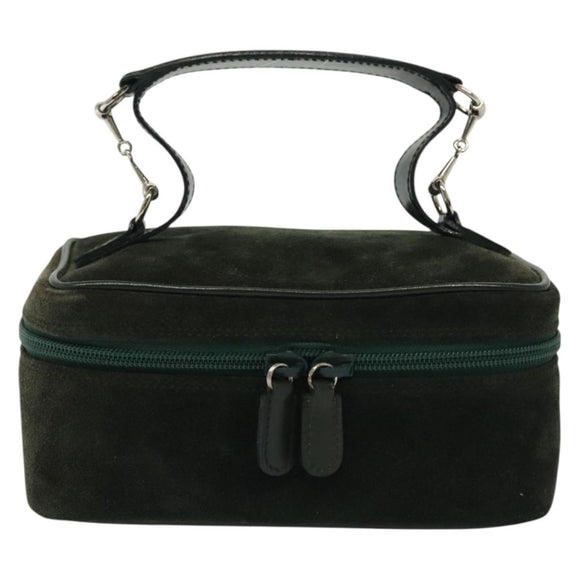 GUCCI Vanity Pouch Suede Green Silver 032 1705 0141 Auth BA5088