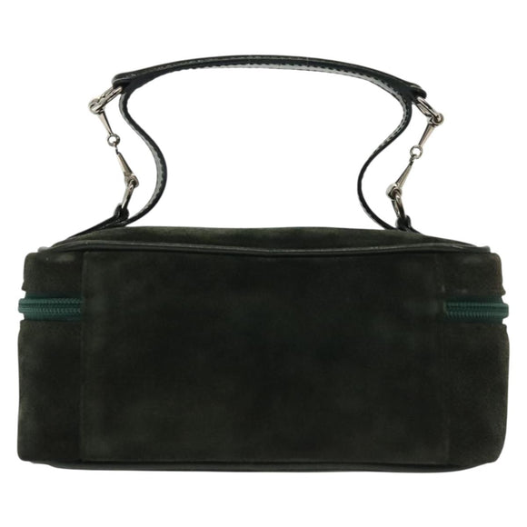 GUCCI Vanity Pouch Suede Green Silver 032 1705 0141 Auth BA5088