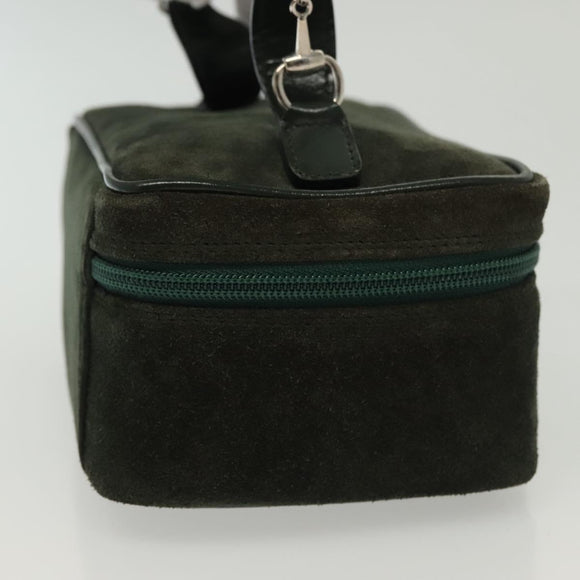 GUCCI Vanity Pouch Suede Green Silver 032 1705 0141 Auth BA5088