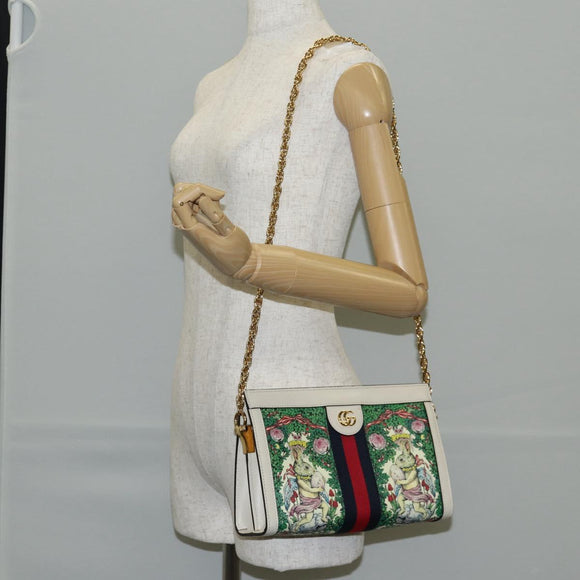 GUCCI Chain Yuko Higuchi Japan Only Bag Leather White 503877 Auth BA5090AM