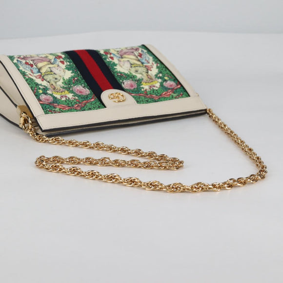 GUCCI Chain Yuko Higuchi Japan Only Bag Leather White 503877 Auth BA5090AM