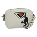 PRADA Shoulder Bag Leather White Silver Auth BA5096-1