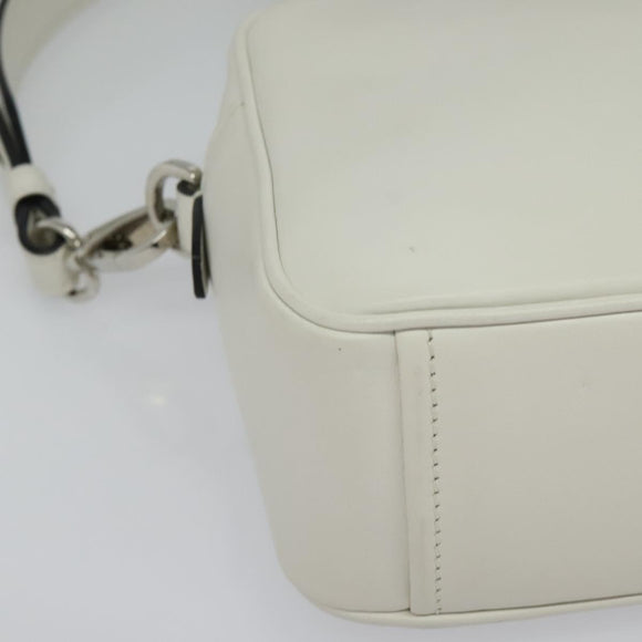 PRADA Shoulder Bag Leather White Silver Auth BA5096