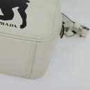 PRADA Shoulder Bag Leather White Silver Auth BA5096-15