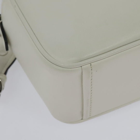 PRADA Shoulder Bag Leather White Silver Auth BA5096