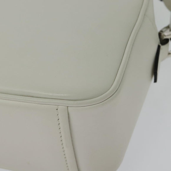 PRADA Shoulder Bag Leather White Silver Auth BA5096