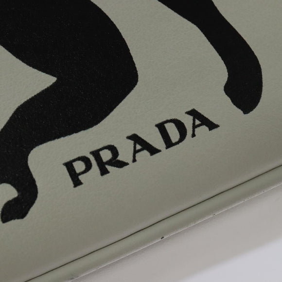 PRADA Shoulder Bag Leather White Silver Auth BA5096