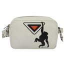 PRADA Shoulder Bag Leather White Silver Auth BA5096-13
