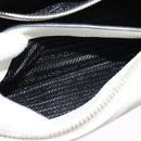 PRADA Shoulder Bag Leather White Silver Auth BA5096-23