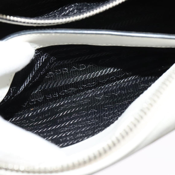 PRADA Shoulder Bag Leather White Silver Auth BA5096