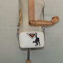 PRADA Shoulder Bag Leather White Silver Auth BA5096-24