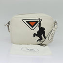 PRADA Shoulder Bag Leather White Silver Auth BA5096-12