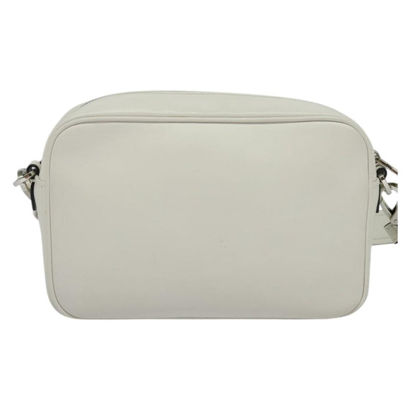 PRADA Shoulder Bag Leather White Silver Auth BA5096