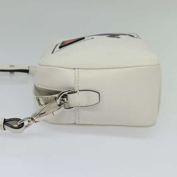 PRADA Shoulder Bag Leather White Silver Auth BA5096