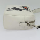 PRADA Shoulder Bag Leather White Silver Auth BA5096-4
