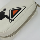 PRADA Shoulder Bag Leather White Silver Auth BA5096-6
