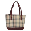 BURBERRY Nova Check Tote Bag Canvas Beige Gold Auth BA5105-1