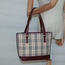 BURBERRY Nova Check Tote Bag Canvas Beige Gold Auth BA5105-24