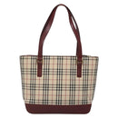 BURBERRY Nova Check Tote Bag Canvas Beige Gold Auth BA5105-2
