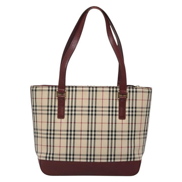 BURBERRY Nova Check Tote Bag Canvas Beige Gold Auth BA5105 - 0