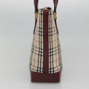 BURBERRY Nova Check Tote Bag Canvas Beige Gold Auth BA5105-3