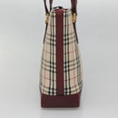 BURBERRY Nova Check Tote Bag Canvas Beige Gold Auth BA5105-4