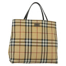BURBERRY Nova Check Hand Bag PVC Beige Auth BA5106-1