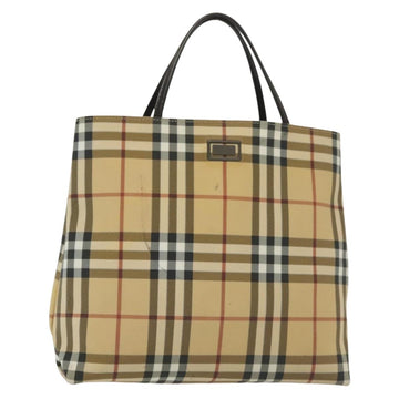 BURBERRY Nova Check Hand Bag PVC Beige Auth BA5106