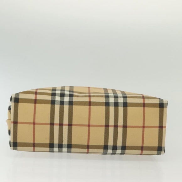 BURBERRY Nova Check Hand Bag PVC Beige Auth BA5106