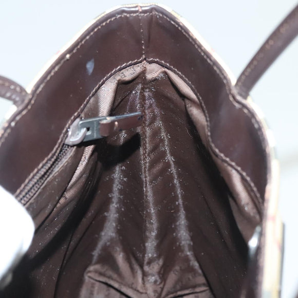 BURBERRY Nova Check Hand Bag PVC Beige Auth BA5106