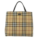 BURBERRY Nova Check Hand Bag PVC Beige Auth BA5106-13