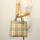 BURBERRY Nova Check Hand Bag PVC Beige Auth BA5106-22