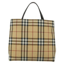 BURBERRY Nova Check Hand Bag PVC Beige Auth BA5106-2