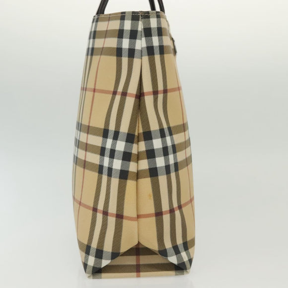 BURBERRY Nova Check Hand Bag PVC Beige Auth BA5106
