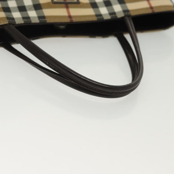 BURBERRY Nova Check Hand Bag PVC Beige Auth BA5106