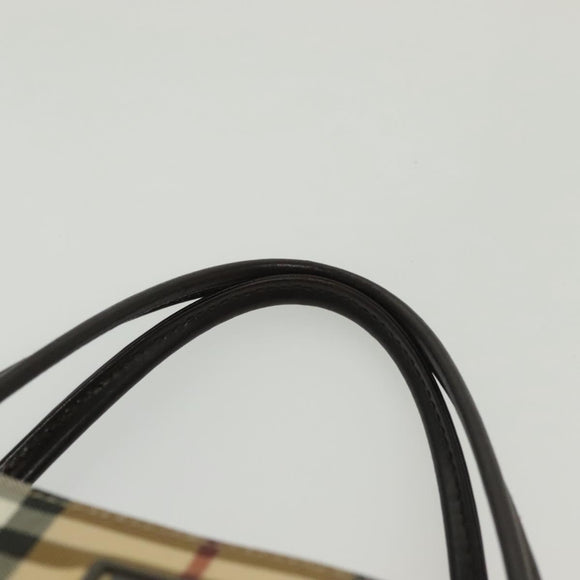 BURBERRY Nova Check Hand Bag PVC Beige Auth BA5106