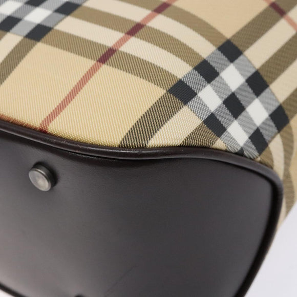 BURBERRY Nova Check Hand Bag PVC Beige Auth BA5107