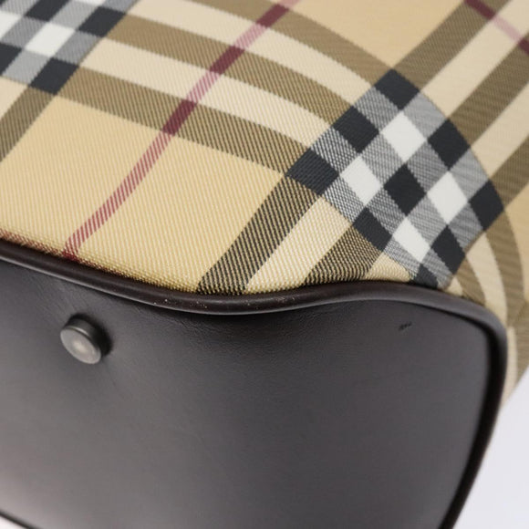 BURBERRY Nova Check Hand Bag PVC Beige Auth BA5107