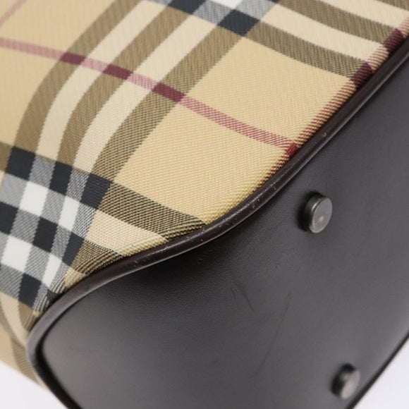 BURBERRY Nova Check Hand Bag PVC Beige Auth BA5107