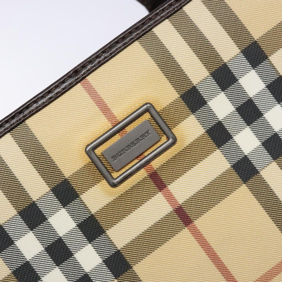 BURBERRY Nova Check Hand Bag PVC Beige Auth BA5107