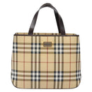 BURBERRY Nova Check Hand Bag PVC Beige Auth BA5107-13